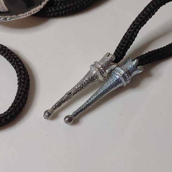 Black And Silver Tone Horse Head Bolo Tie - Picture 6 of 11